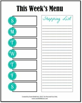 Free Menu Planner Printable