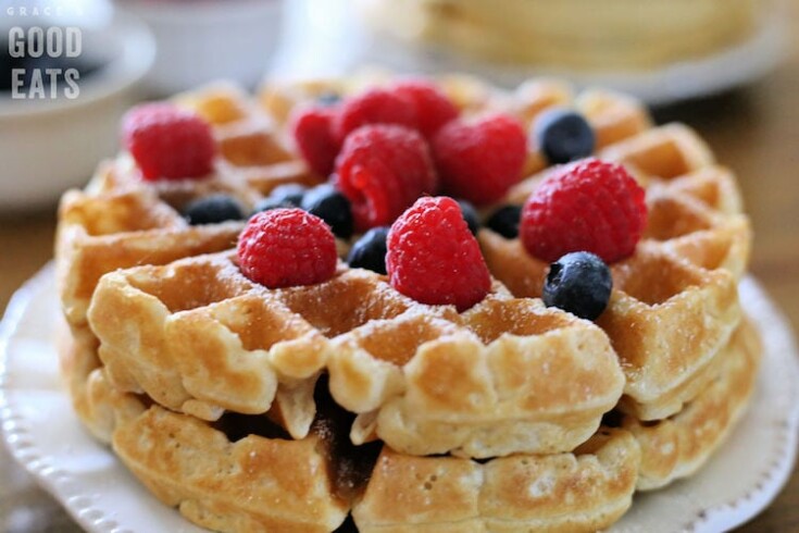 Fluffy Homemade Waffles Recipe So Easy Grace And Good Eats