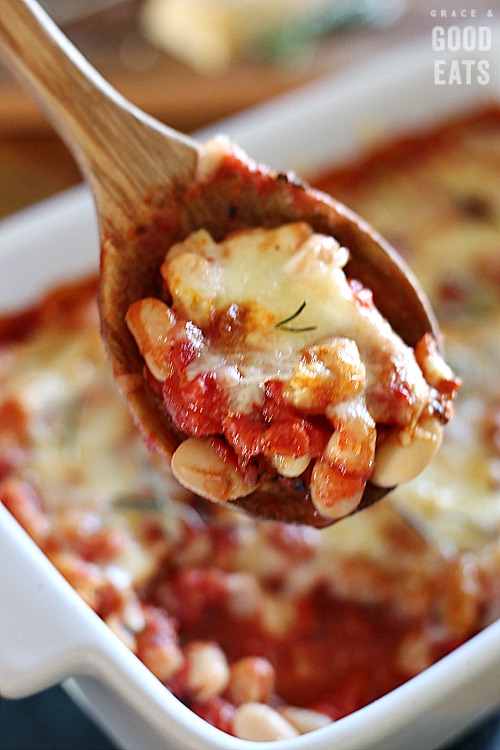 Cheesy Italian Canned Baked Beans - Grace and Good Eats