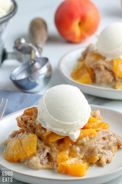 Slow Cooker Peach Cobbler - Grace and Good Eats